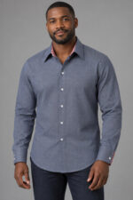 Point Collar Contrast Trim Shirt