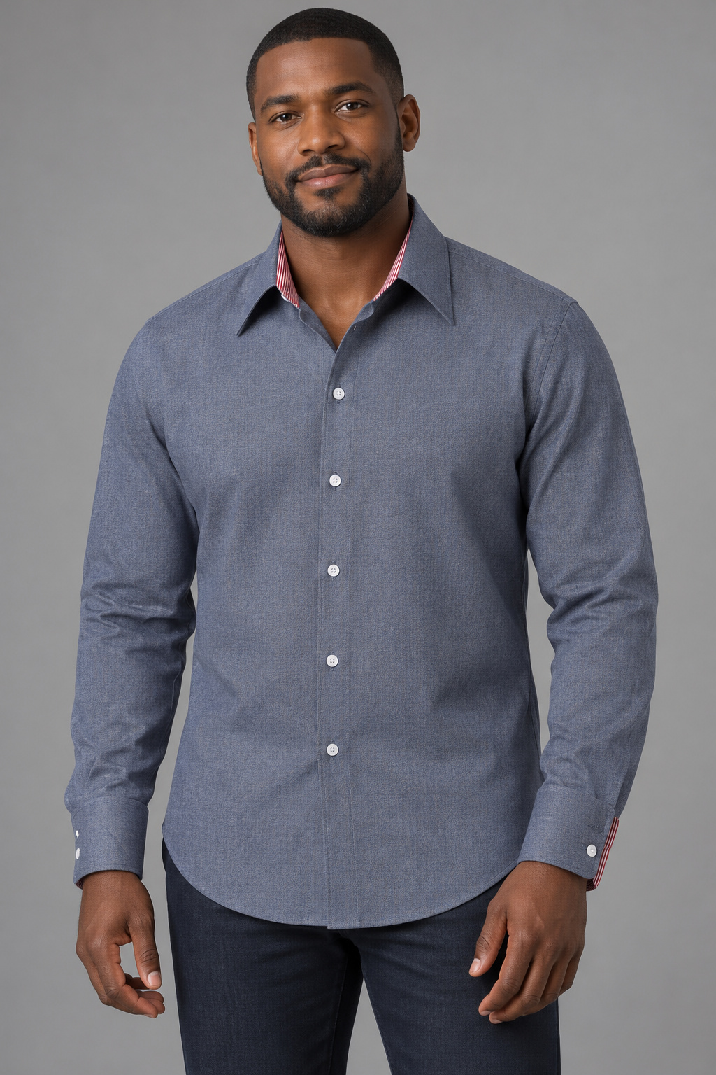 SHANY-SHIRT-004-C5116-front-final-v20 Point Collar Contrast Trim Shirt - Image 1