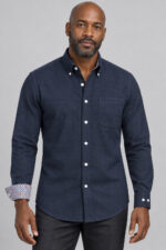 Geometric Trim Button-Down Shirt