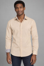 Floral Trim Spread Collar Shirt