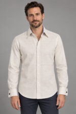 Point Collar French Cuff Shirt