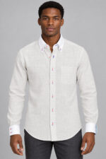 Contrast Button-Down Trim Shirt